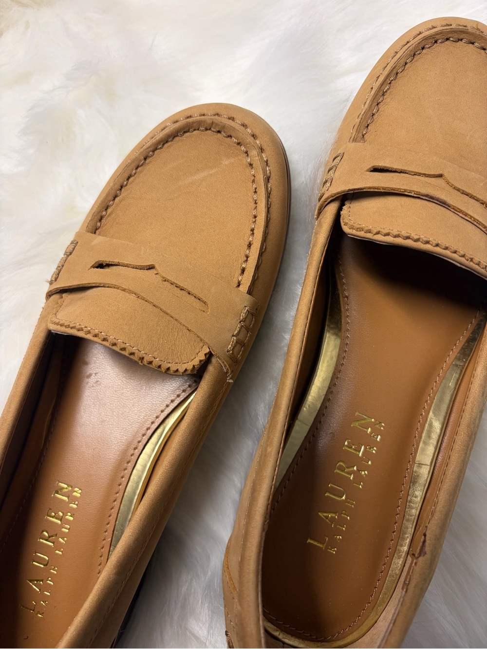 Lauren Ralph Lauren Tan Leather Penny Loafers